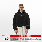 JHYQ春秋荆棘LOGO印花400g连帽卫衣男宽松情侣帽衫 李沛恩同款