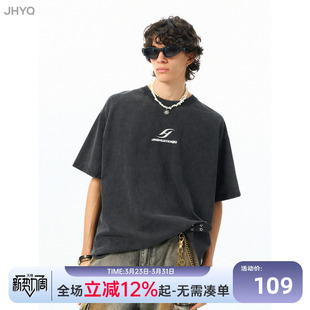 T恤男宽松百搭圆领上衣 logo印花短袖 JHYQ夏季 280g重磅水洗基础款