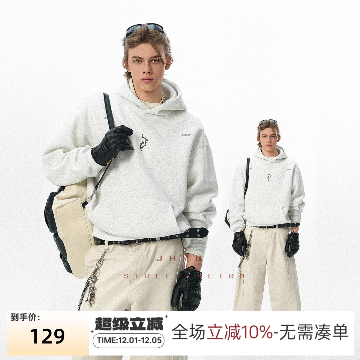 美式高街哥特J字母重磅卫衣