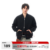 JHYQ简约休闲风黑色棒球领双拉链卫衣男宽松百搭休闲时尚 外套 开衫