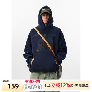 JHYQ净化眼球23号印花连帽卫衣男宽松潮牌休闲针织帽衫情侣外套