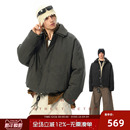 外套冬季 羽绒服男加厚工装 保暖外套 复古拼针织领翻领短款 JHYQ美式