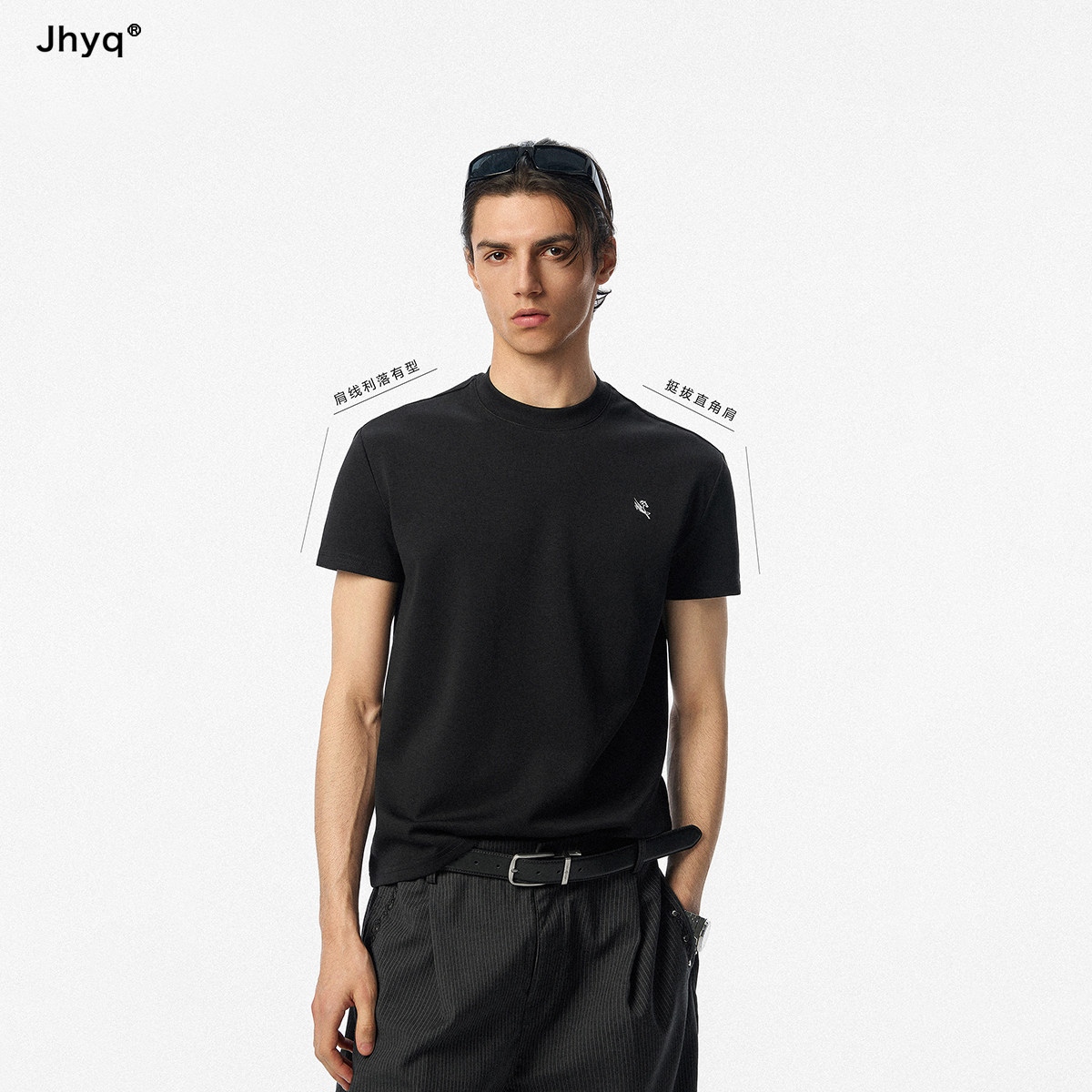 JHYQ精梳棉莫代尔正肩男短袖T恤图片