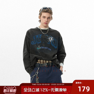 T恤男情侣印花圆领休闲卫衣衫 水洗重磅320G长袖 JHYQ美式 法斗犬