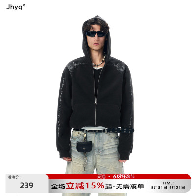 JHYQ朋克重磅400G马腾花连帽卫衣