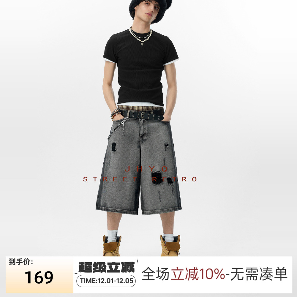 JHYQ水洗夏季宽松水洗七分裤