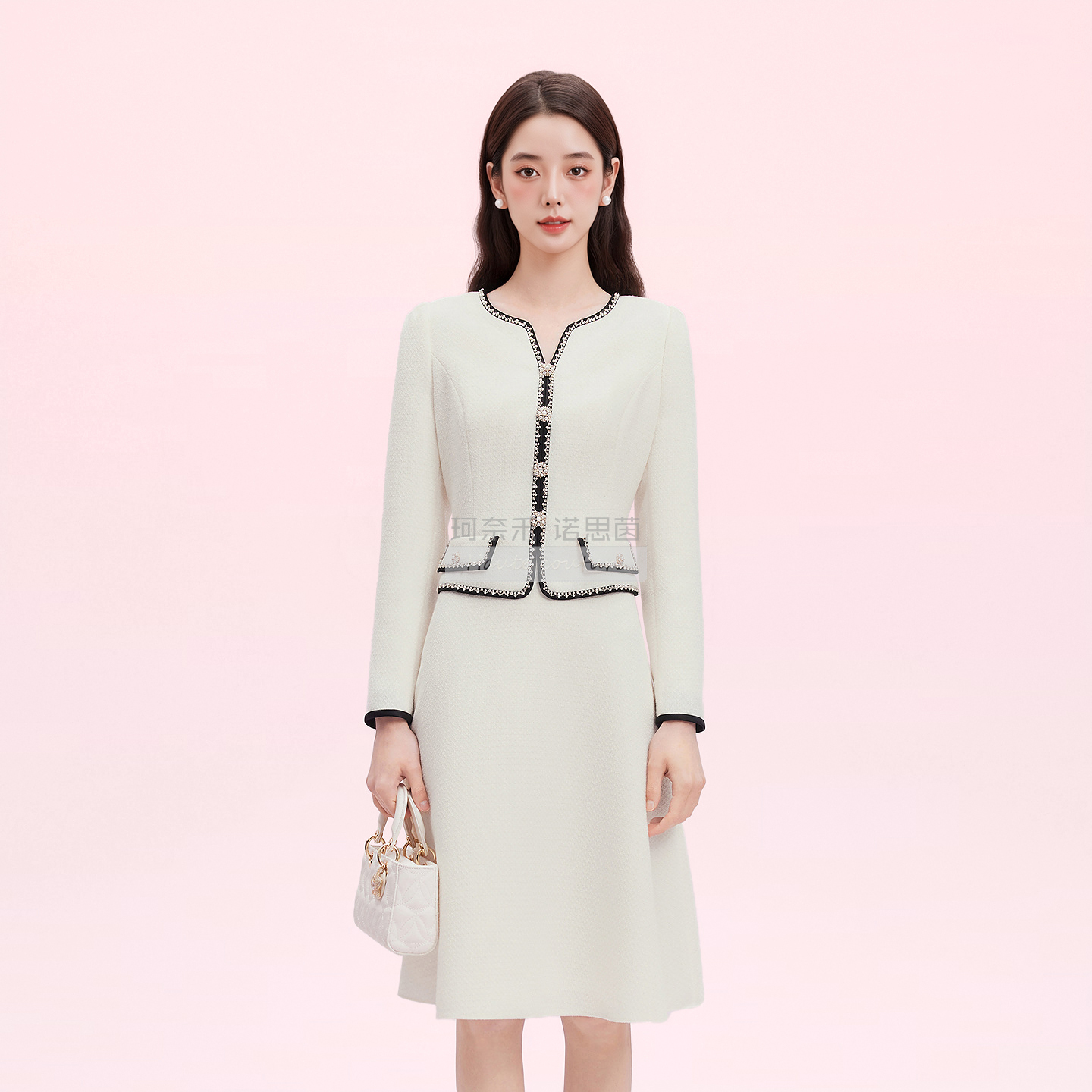 【商场同款珂蒂】25秋冬新款通勤宴会长裙女气质香风假两件连衣裙