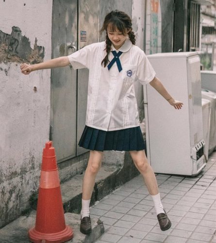 jk制服学院风短袖附中校服衬衫女