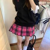 小玫日系学院风jk制服格裙正版 校供感半身裙女秋叠穿百褶裙短裙