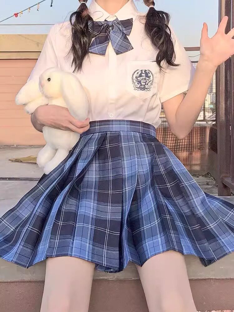 JK制服格裙学院风百褶校供感短裙