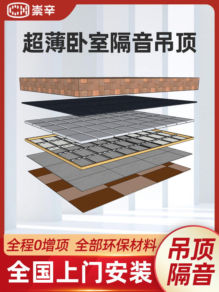 天花板隔音吊顶减震器超强墙体隔断卧室墙面琴房全屋隔音装修施工