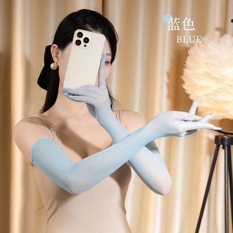 莱卡哑光无缝分五指加长手套弹力无痕防晒防勾丝性感女王新娘