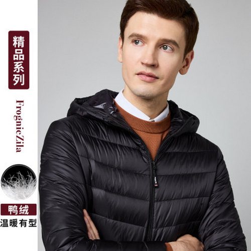 轻薄连帽90鸭绒男士保暖羽绒服