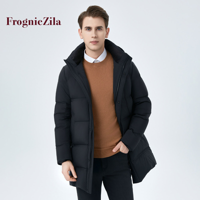 佛朗尼齐拉可脱卸帽羽绒服男鸭绒御寒柔软商务休闲中长羽绒服男款