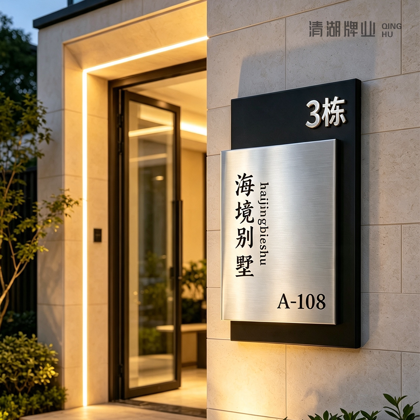 不锈钢轻奢防水户外门牌定制