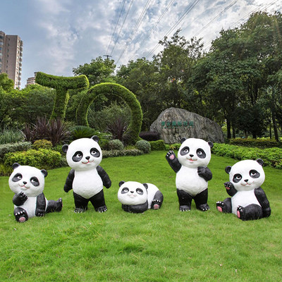 户外卡通动物熊猫雕塑玻璃钢