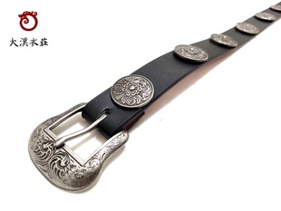 （基础款）唐制唐草纹汉服革带蹀躞带二层牛皮