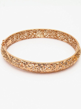 俄罗斯585紫金手镯时尚镀14K玫瑰金手镯女款送女友生日礼物气质