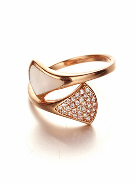 扇形活口指环14K玫瑰金戒指