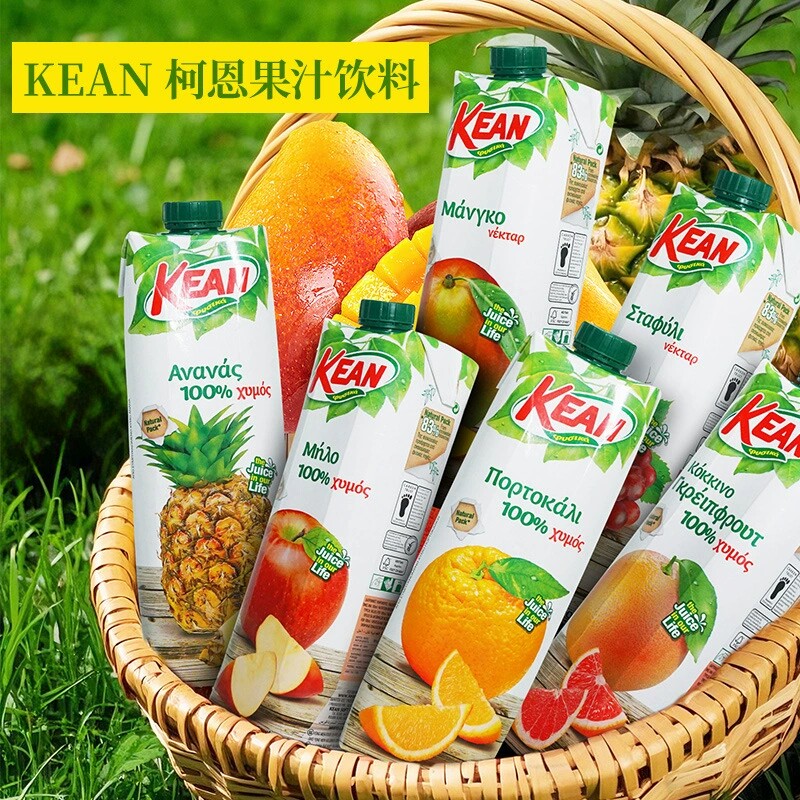 塞浦路斯进口KEAN果汁果味饮料西柚汁苹果汁1L大瓶复合果汁