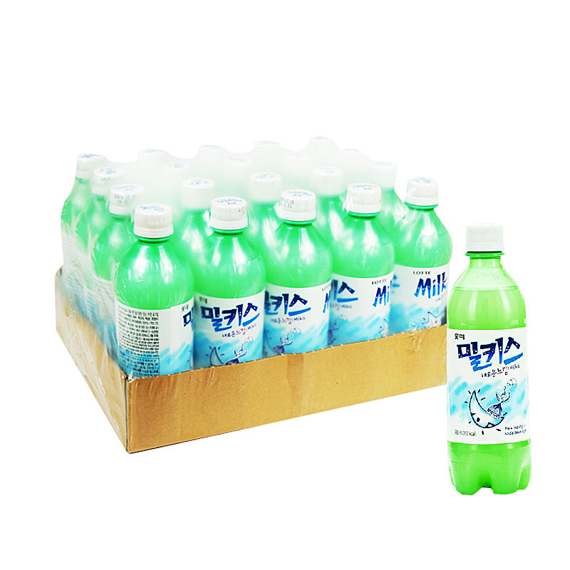 韩国进口乐天妙之吻乳味碳酸饮料milkis牛奶苏打500ml*40