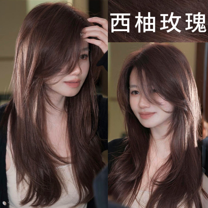 西柚玫瑰色染发剂膏女植物天然无刺激纯正品2025流行色显白泡泡沫