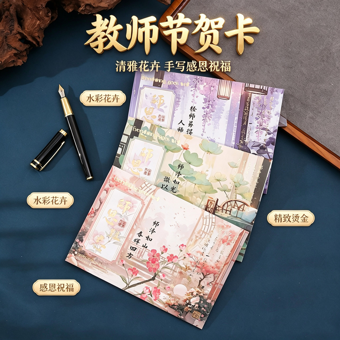 2026教师节贺卡初中高中教师节中国风3D立体贺卡国潮风幼儿园送女男老师礼物感谢师恩学生留言卡明信片