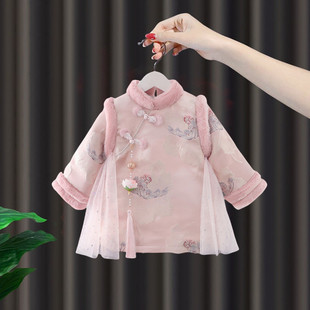 儿童过年喜庆衣服 2025新款 女童拜年服新中式 旗袍汉服秋冬国风唐装