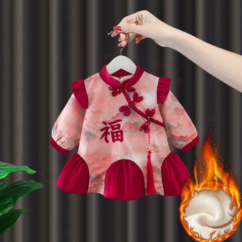 女童连衣裙秋冬款加绒童装