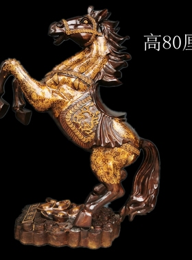 纯铜马拉车立马将军马马到成功生肖马马上有钱铜器工艺品摆件