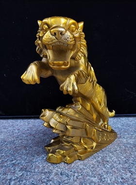 虎啸山河纯铜老虎摆件客厅办公室虎生肖铜老虎工艺品家居装饰品