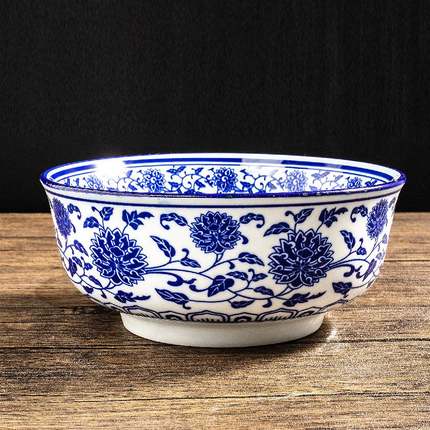复古中式粥汤碗家用陶瓷韩式拌面碗青花瓷面碗商用牛肉拉面碗烩面