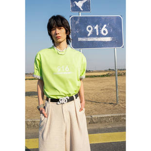 T恤 logo做旧印花oversize短袖 GOODBAI 916