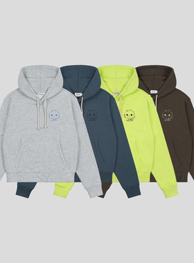 GOODBAI nice to meet you表情印花连帽卫衣