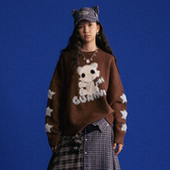 GOODBAI GOODEES星星机器小猫撞色图案套头毛衣