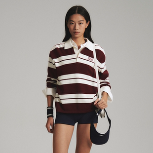 撞色条纹宽松POLO领针织上衣女 春夏新款 GOODBAI PALOMOVE