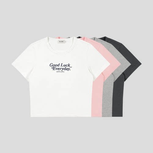 GOODBAI ‘Good Luck Everyday'印花正肩短袖T恤