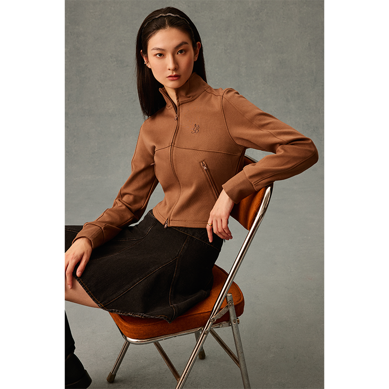 GOODBAI GB logo刺绣高领拼接紧身短款长袖外套,男装,夹克,淘宝优惠券,粉丝福利购,淘宝优惠卷