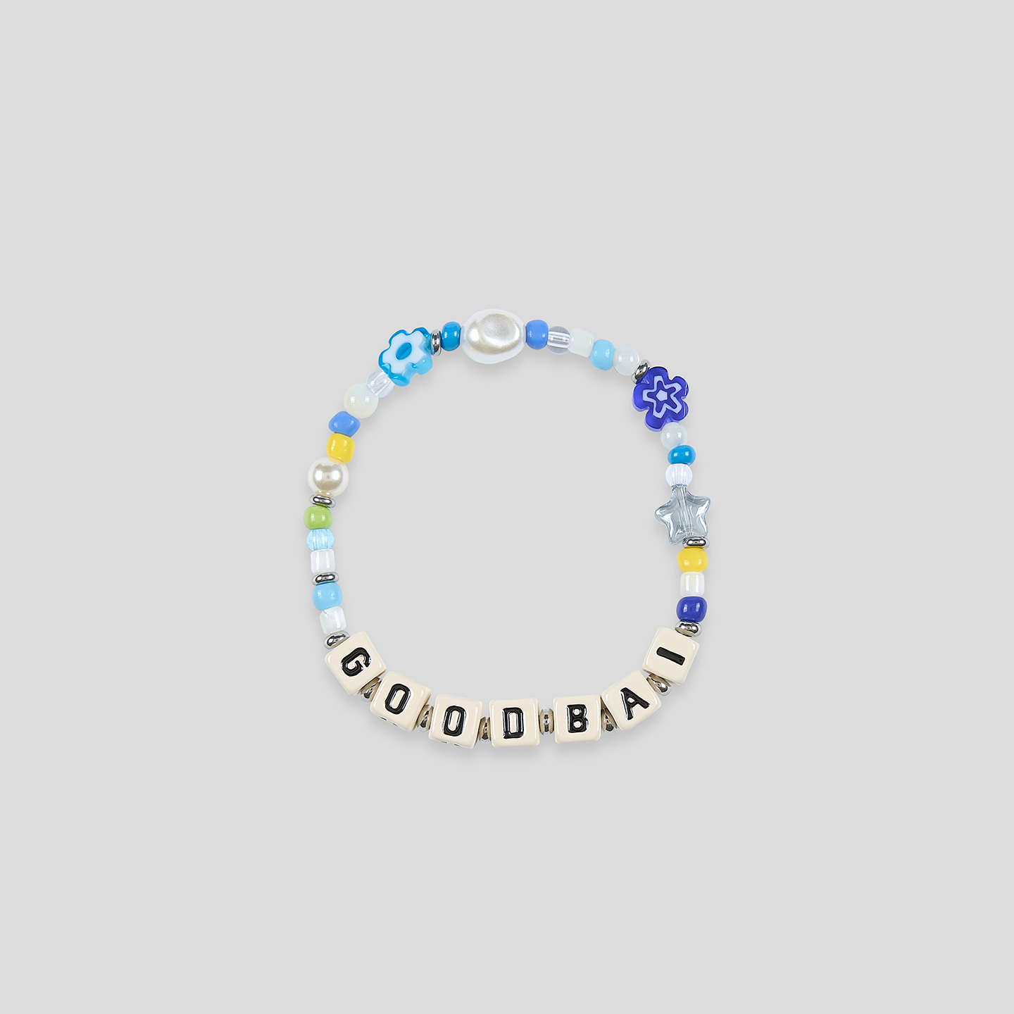 GOODBAI 女款LOGO金属多元素串珠夏日百搭弹力手链