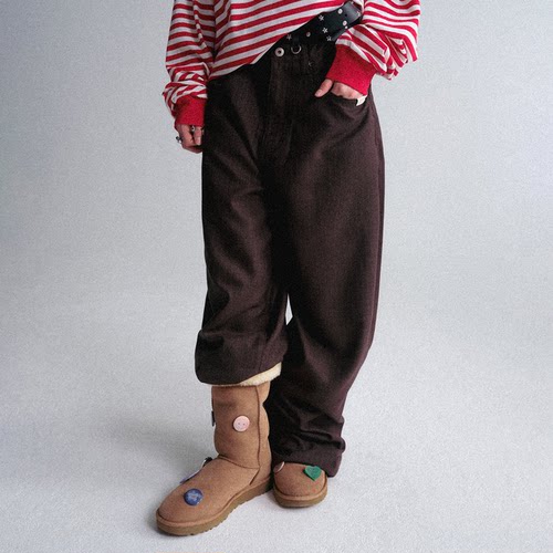 GOODBAI GOODEES 新款五角星贴布直筒长裤