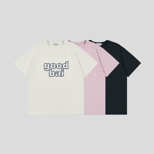 GOODBAI 粗体镂空小写logo撞色印花圆领oversize短袖T恤