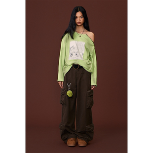 GOODEES漫画封面女孩图案喷脏做旧领口拉链卫衣 GOODBAI