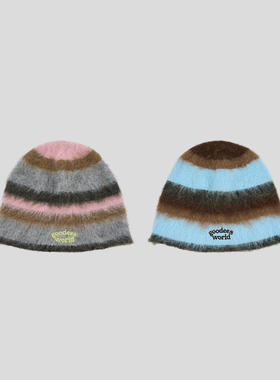 GOODBAI GOODEES刺绣logo条纹撞色针织帽