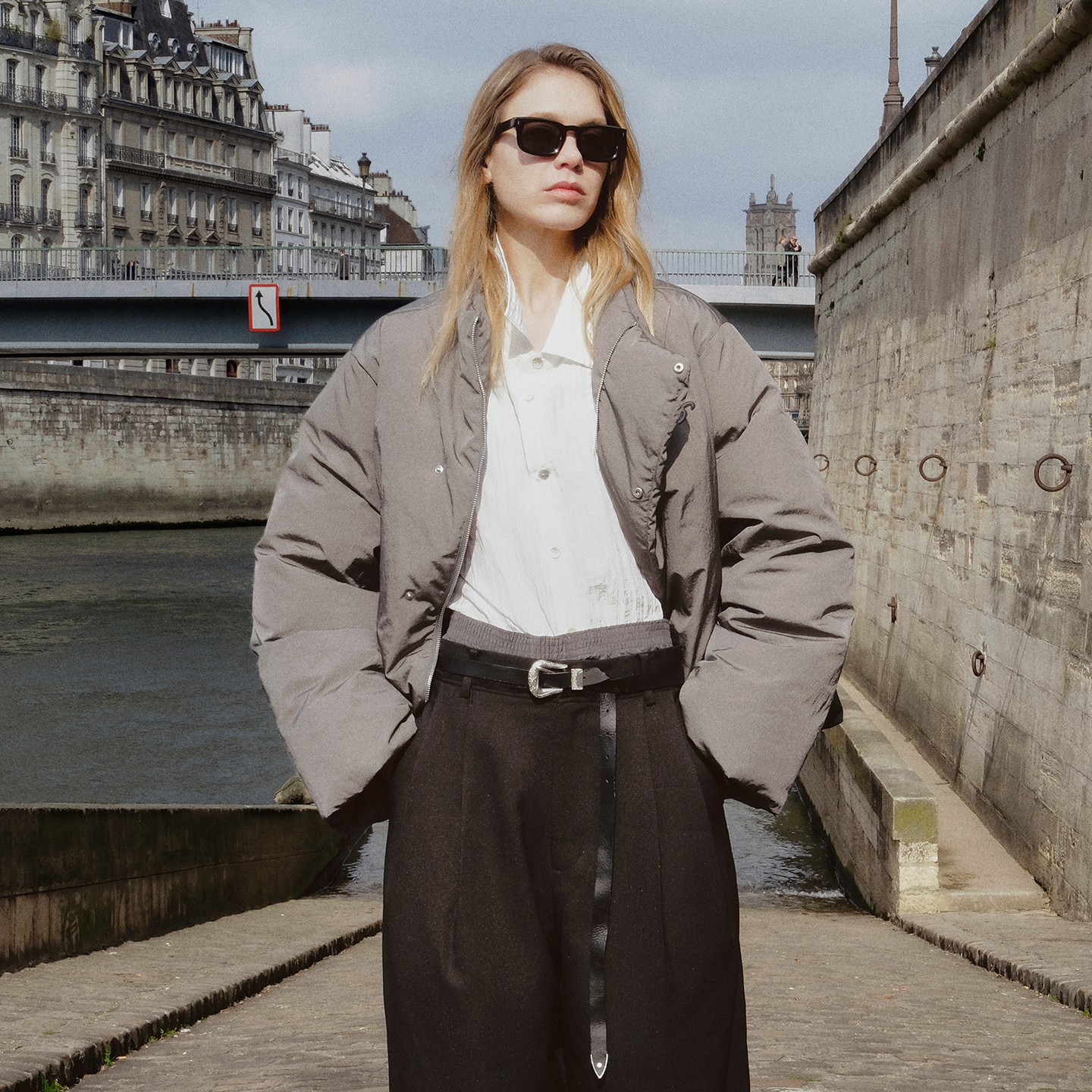 GOODBAI 916 立领拉链长口袋斜襟面包型宽松羽绒服