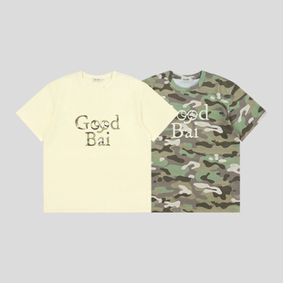 GOODBAI T恤 表情logo撞色印花圓領(lǐng)oversize短袖