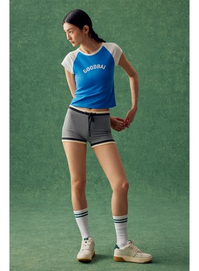 GOODBAI GB logo刺绣抽绳撞色简约微弹短裤