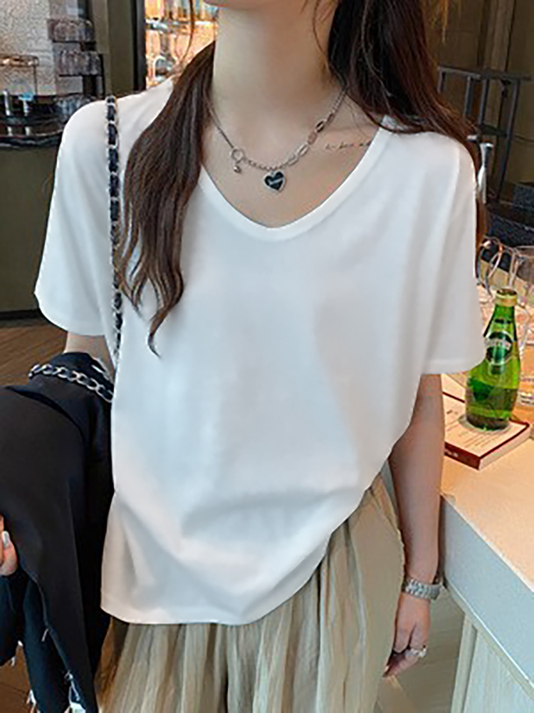 正肩内搭打底宽松百搭显瘦短袖女