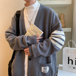 帅气休闲线衣 M10 毛衣外套男潮宽松针织衫 深灰开衫 P55 男女同款