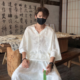 TK600新中式风冰丝垂感短袖T恤套装男潮宽松灯笼裤两件一套，男装T恤，电商A115