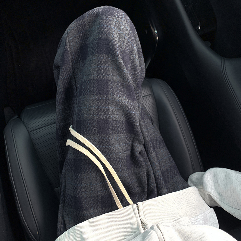 K144秋冬系带毛呢格子休闲裤男大码宽松直筒长裤特P35无差价，男装休闲裤，电商A115